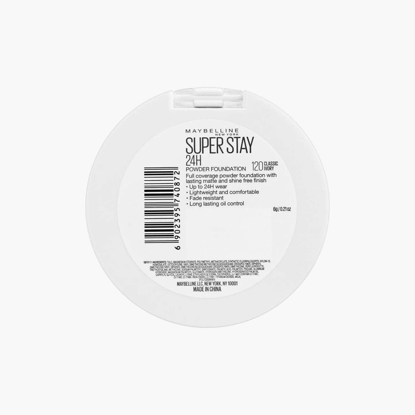 Maybelline New York Super Stay 24H Full Coverage Powder Foundation 120 Classic Ivory 6gm - TheSkinFit