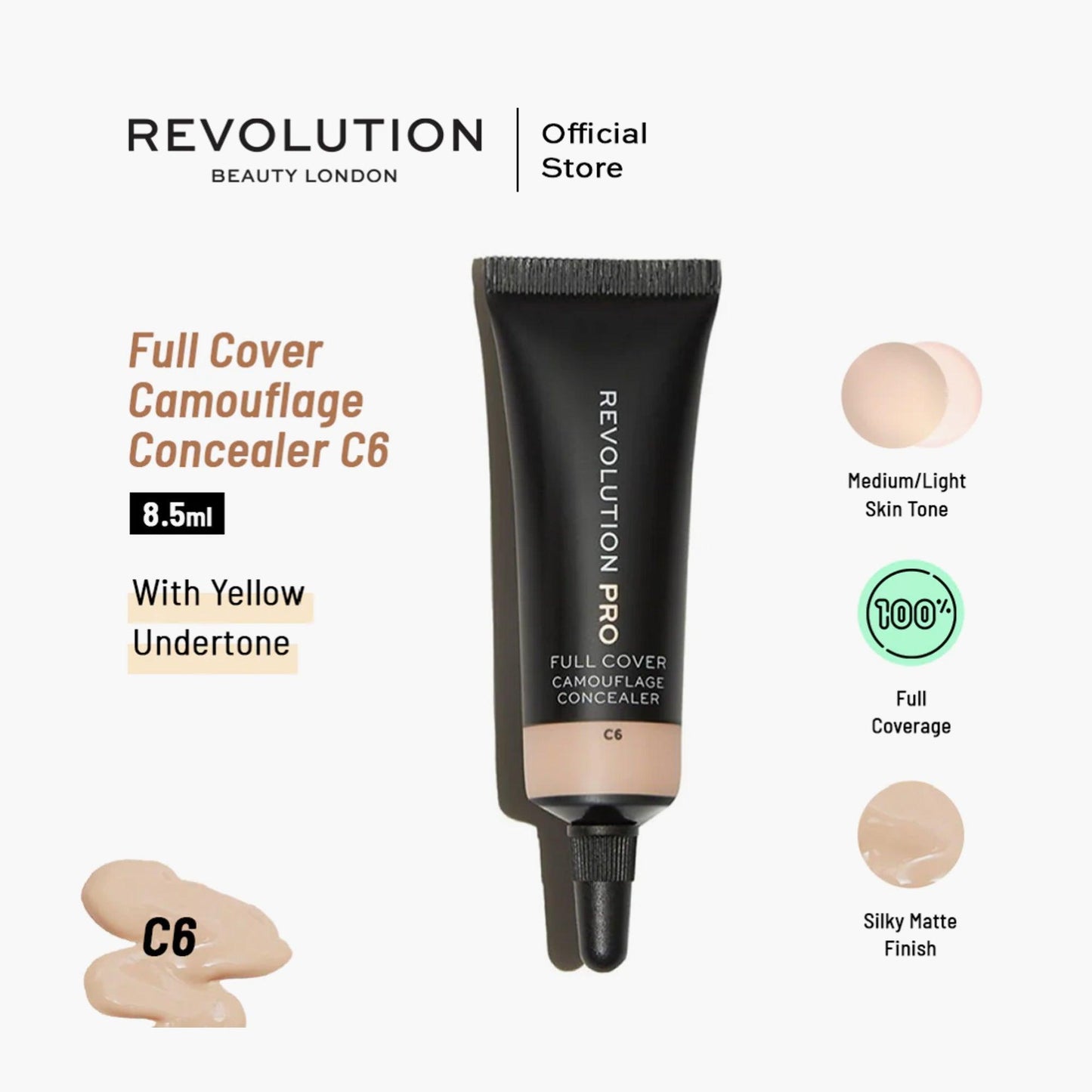 Revolution Pro Full Cover Camouflage Concealer C6 8.5ml - TheSkinFit