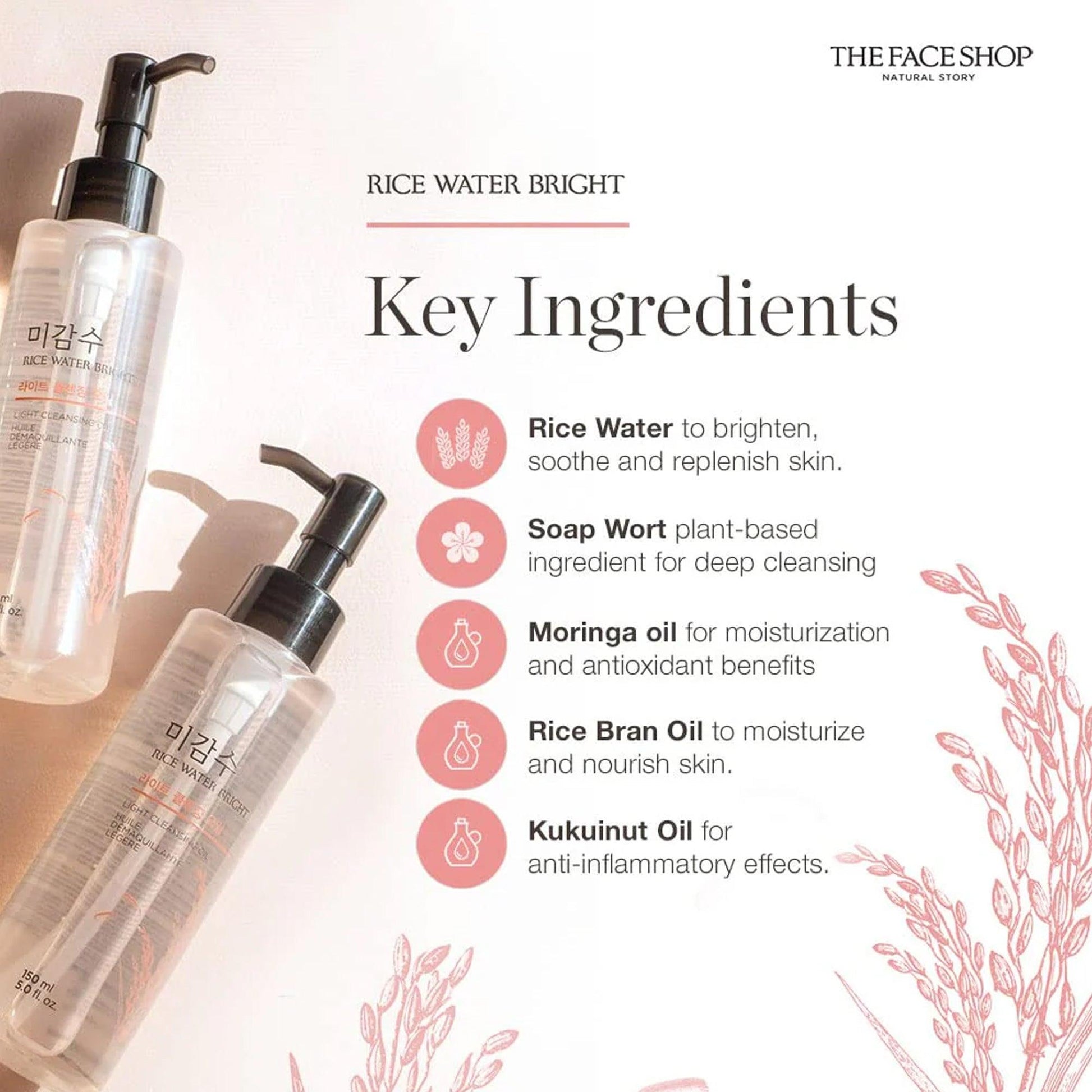 The Face Shop Rice Water Bright Rich Facial Cleansing Oil 150ml - TheSkinFit