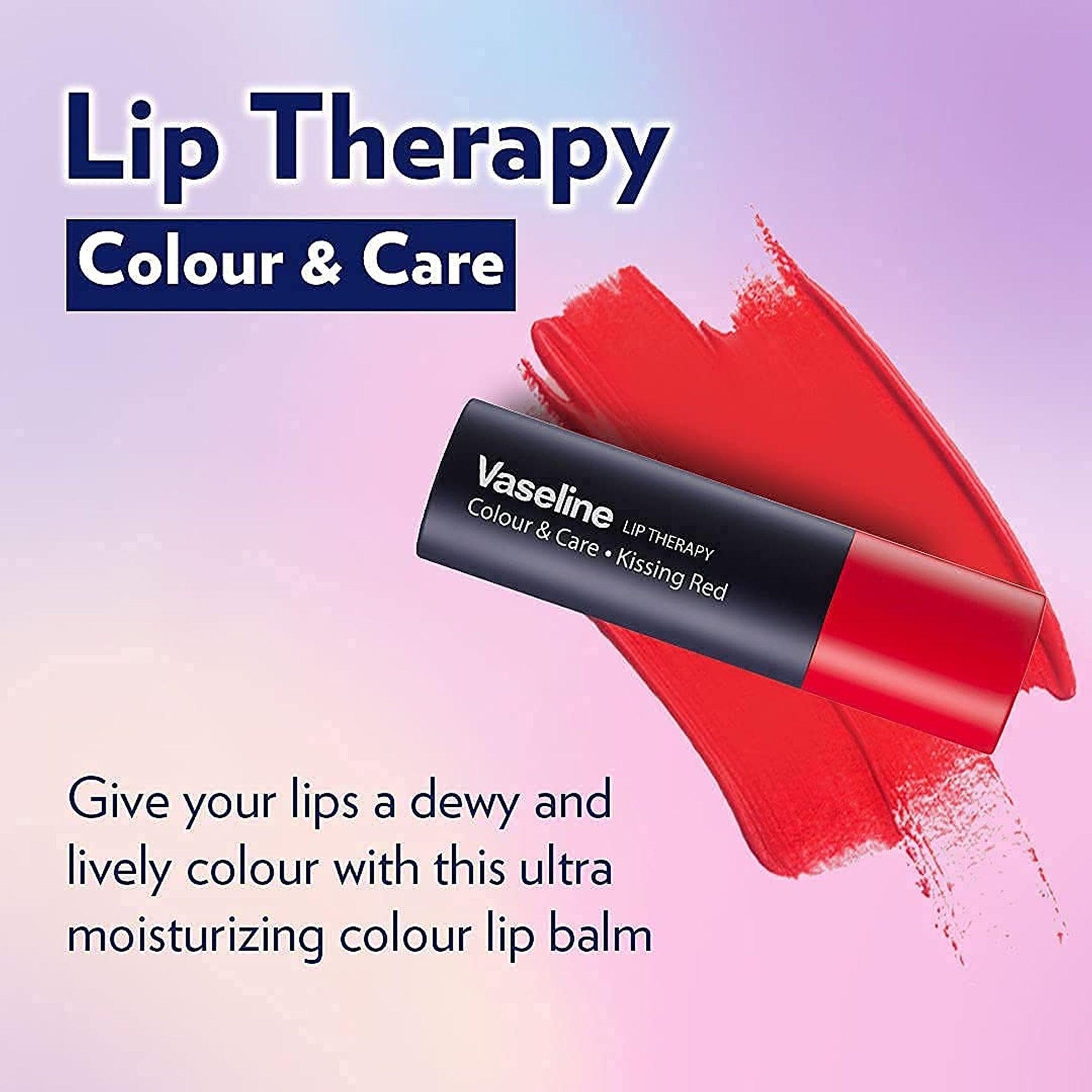 Vaseline Lip Therapy Color & Care Kissing Red 4.2gm - TheSkinFit