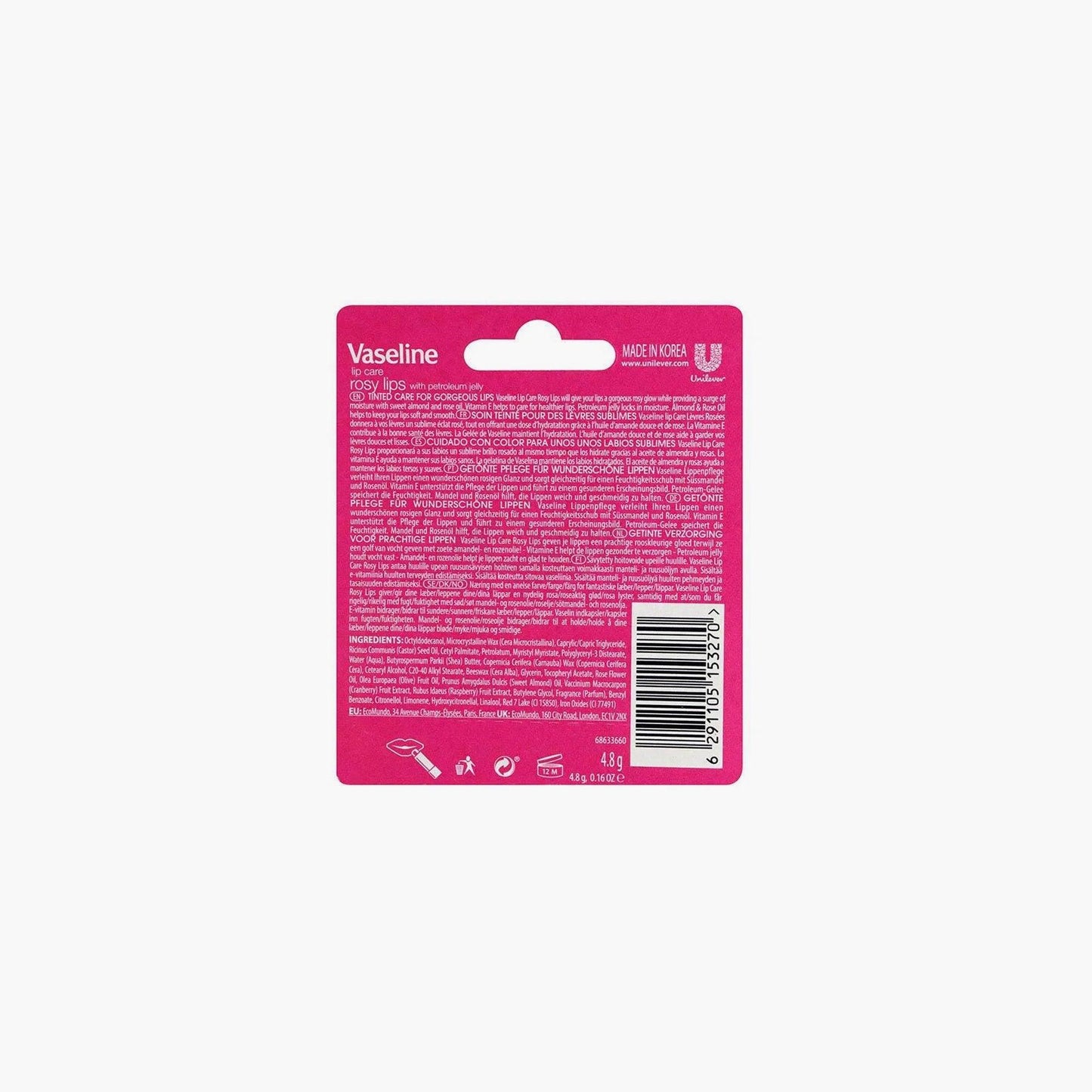 Vaseline Rosy Lips Lip Care With Petroleum Jelly 4.8gm - TheSkinFit
