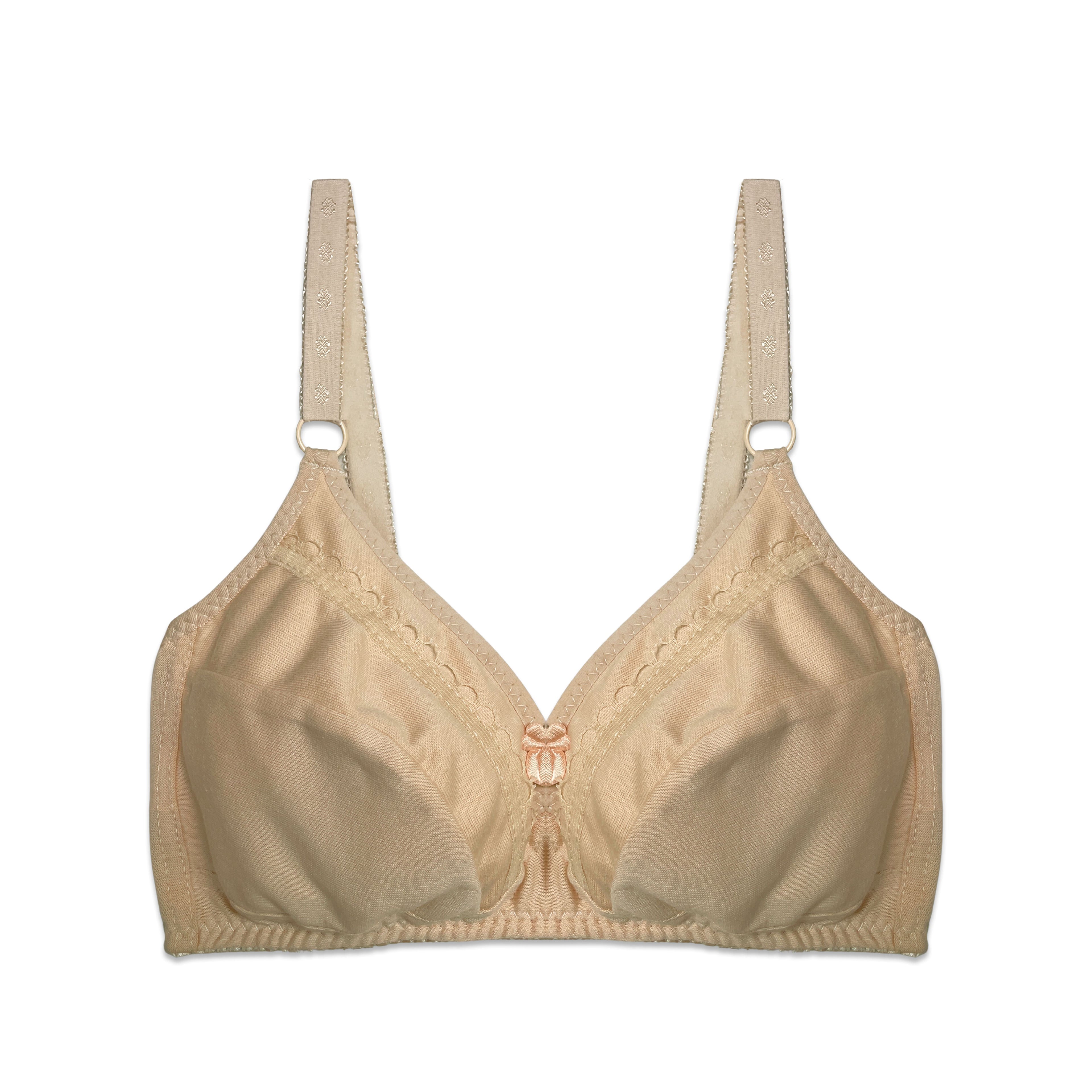 Beige bra on a white background