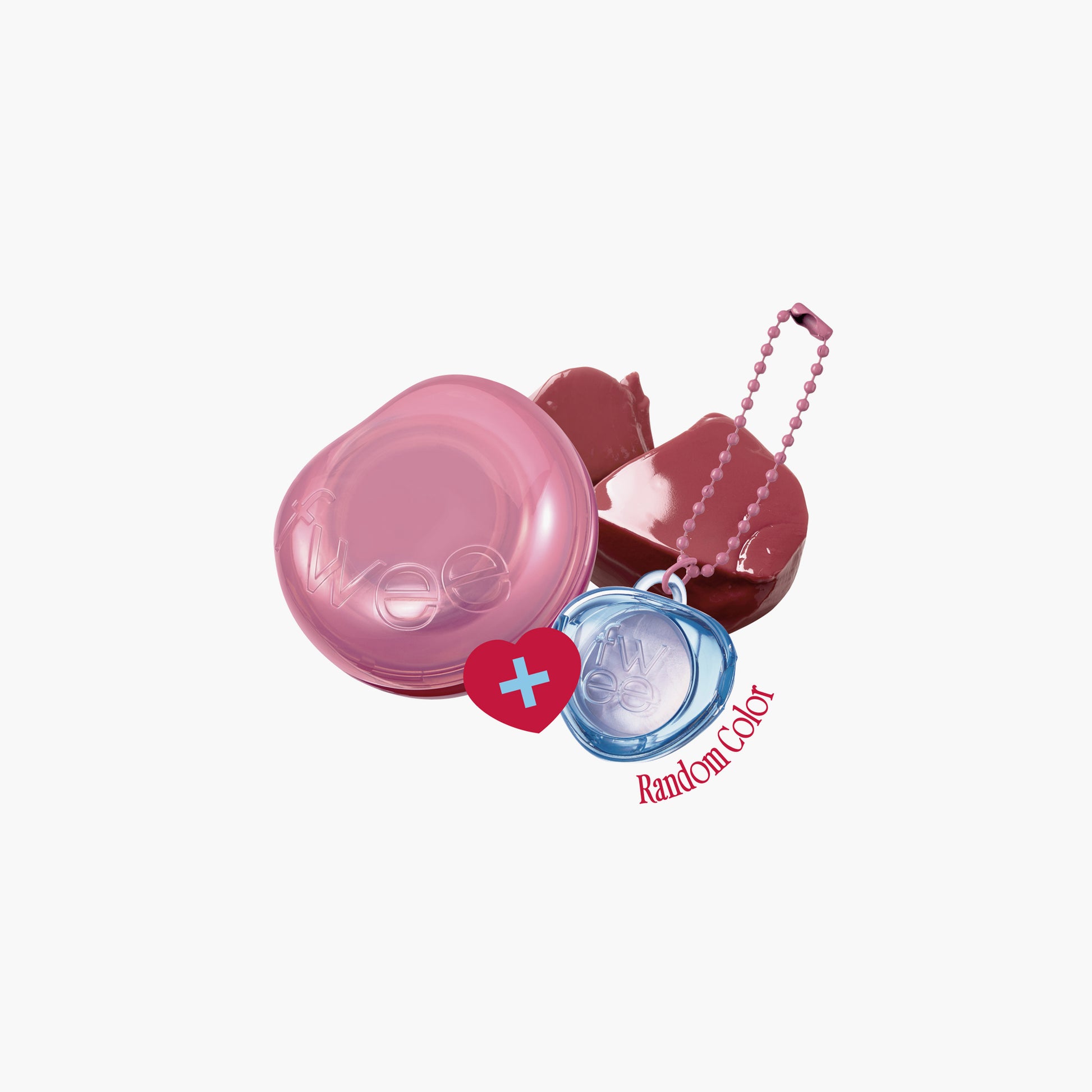 Fwee Lip & Cheek Glowy Jelly Pot & Keyring Set JS01 Rosy Glaze 4gm