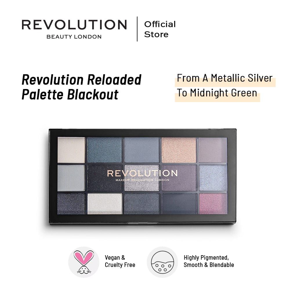 Revolution Reloaded Eyeshadow Palette Metallic Silver Midnight Green 16.5gm