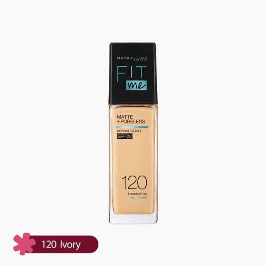 Maybelline Fit Me Matte+Poreless Liquid Foundation With Clay Normal to Oily SPF 22 120 Ivory 30ml