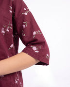 Sajiero Linen Oversized PJ Set Floral Breeze Maroon