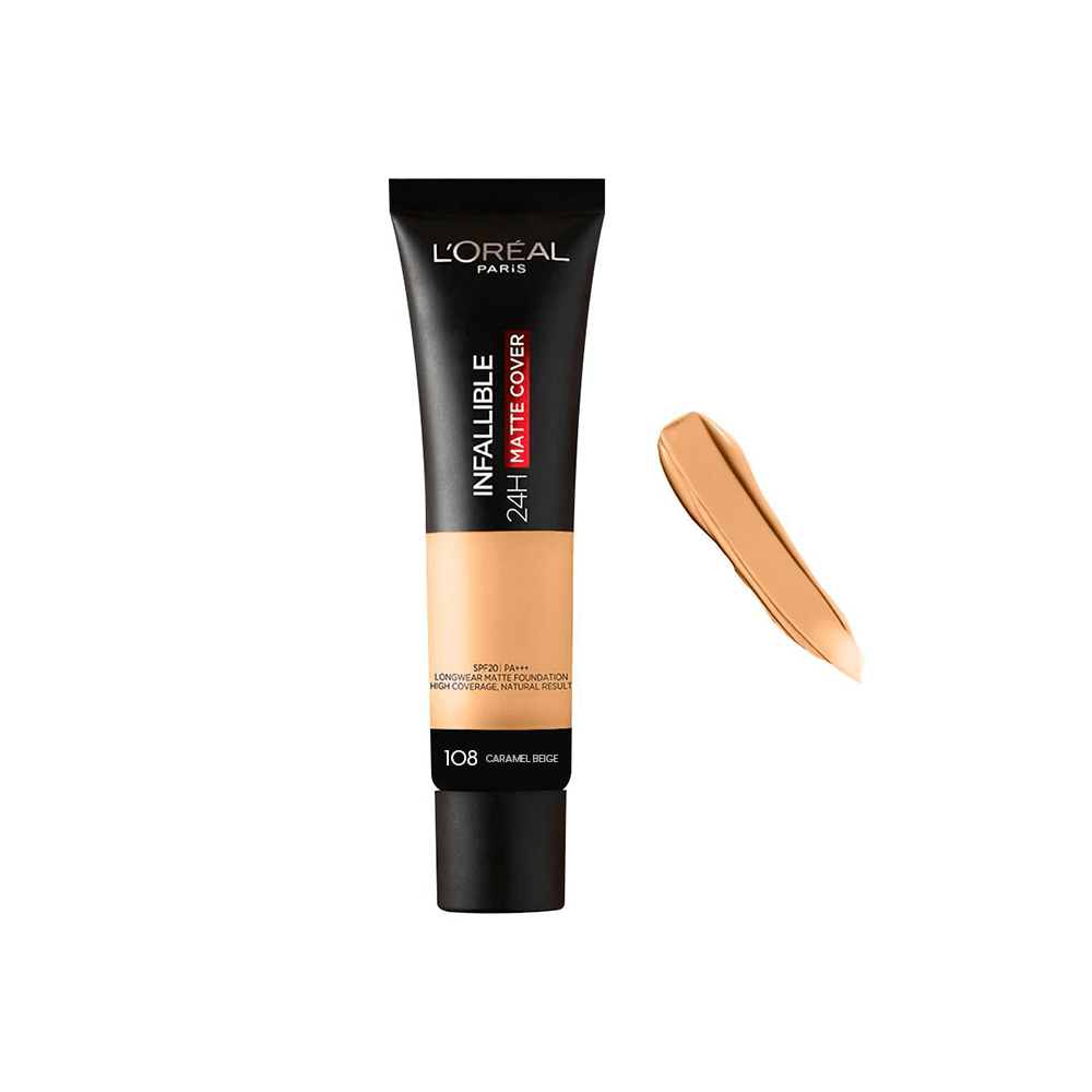 L'Oreal Paris Infallible 24H Matte Cover Liquid Foundation 108 Caramel Beige - TheSkinFit