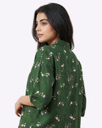 Sajiero Linen Oversized PJ Set Floral Breeze Green