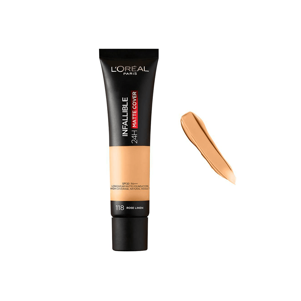 L'Oreal Paris Infallible 24H Matte Cover Liquid Foundation 118 Rose Linen 35ml