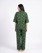 Sajiero Linen Oversized PJ Set Floral Breeze Green