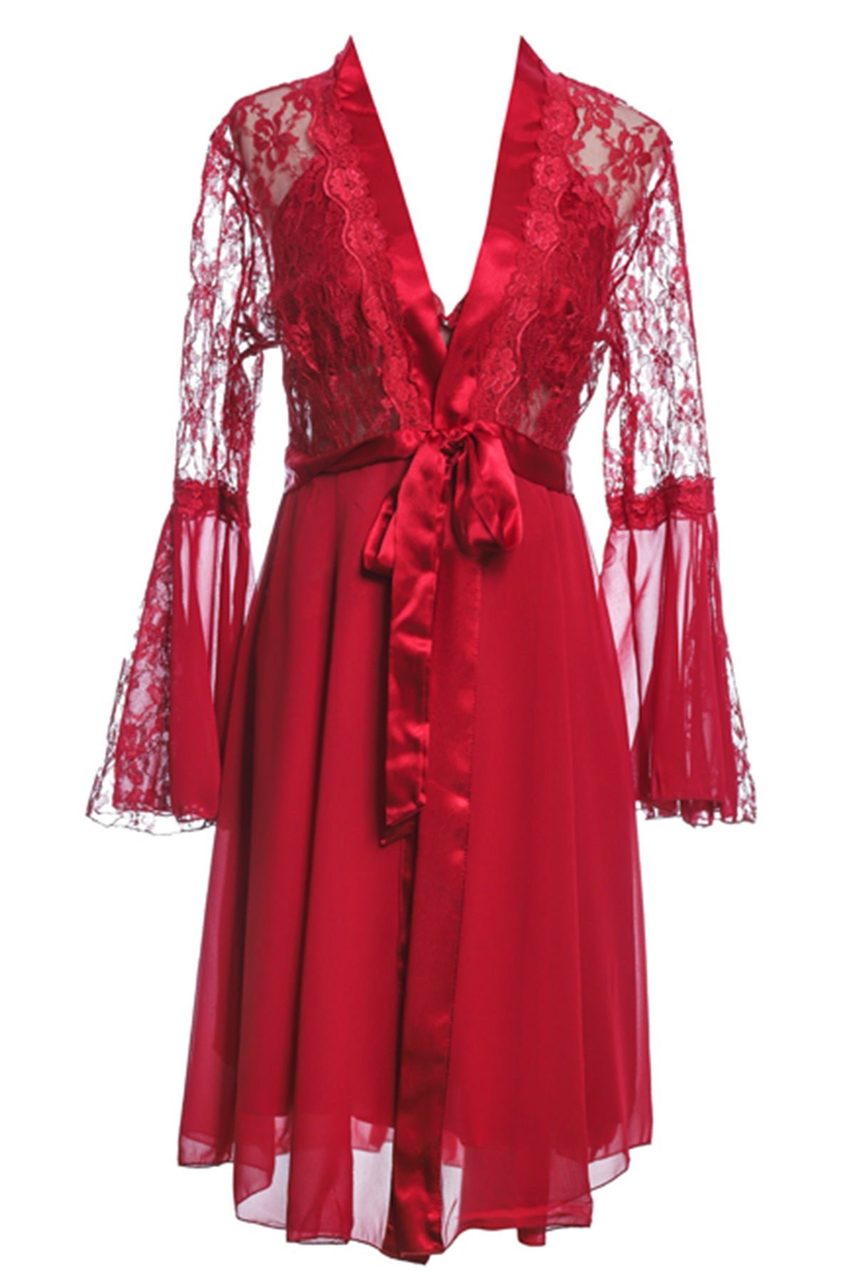 BLS Halette Silk And Chantilly Nighty Burgundy