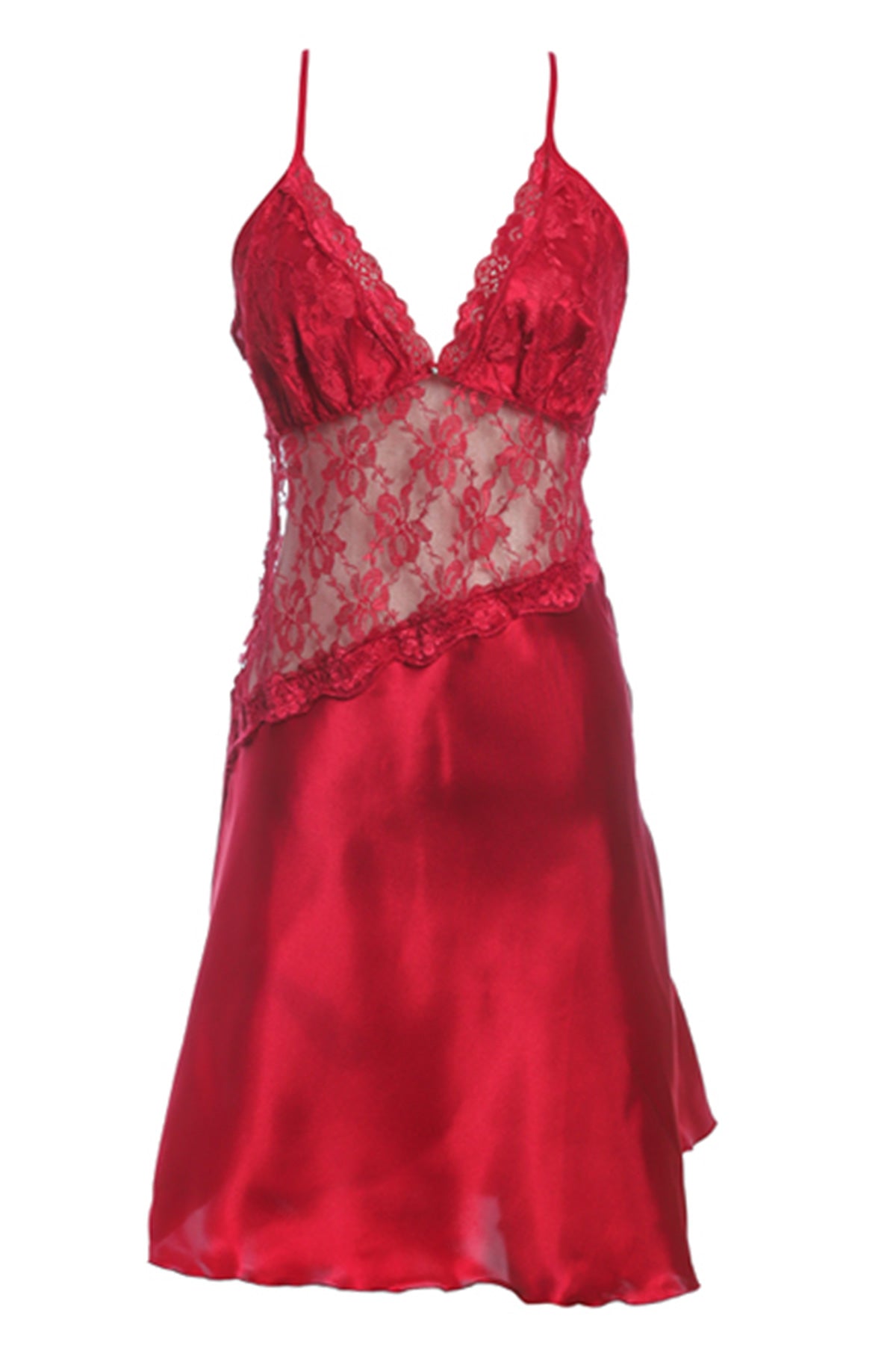 BLS Halette Silk And Chantilly Nighty Burgundy