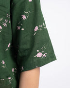 Sajiero Linen Oversized PJ Set Floral Breeze Green