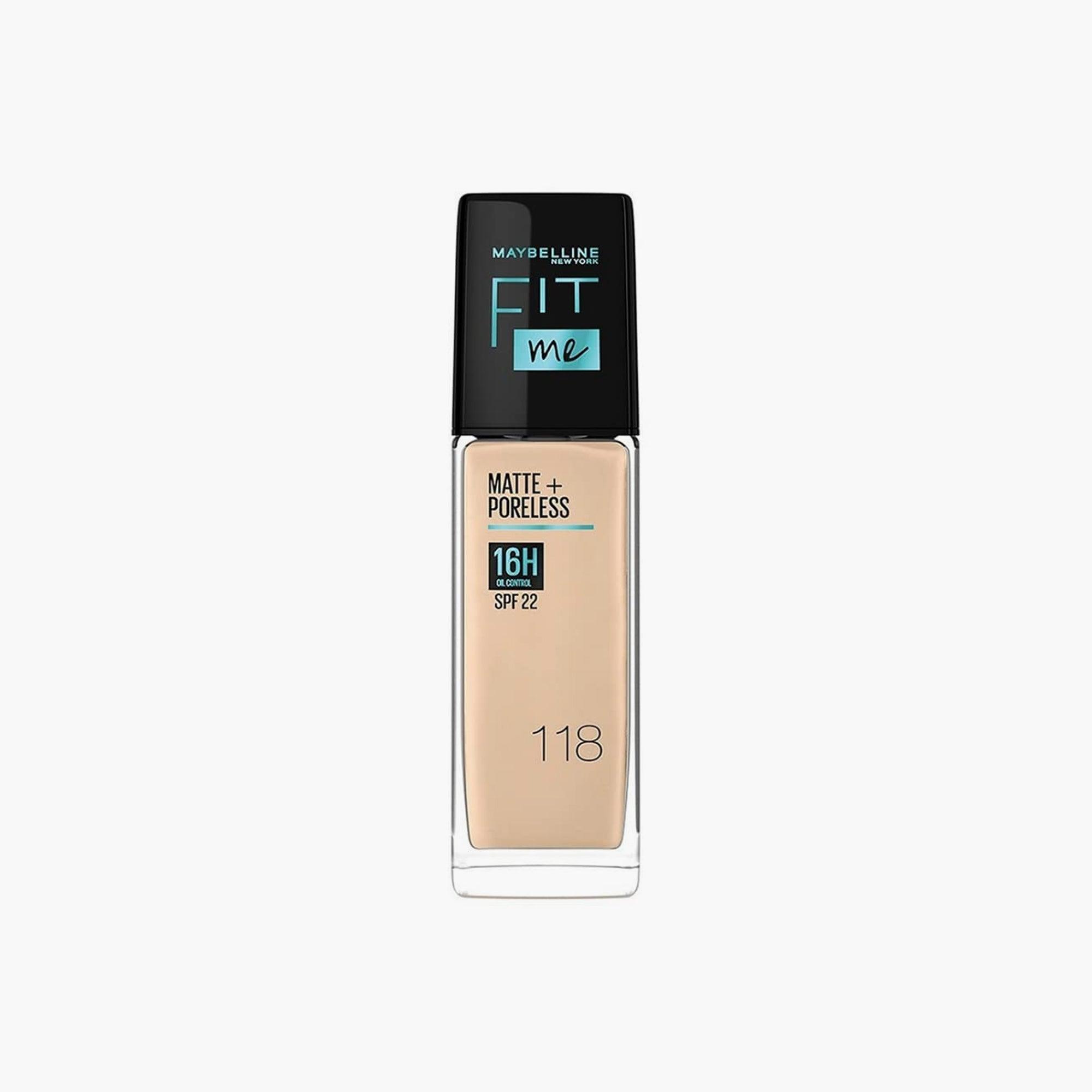 Maybelline New York Fit Me Matte+Poreless Liquid Foundation 118 Light Beige 30ml - TheSkinFit