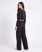 Sajiero Cotton PJ Set Velour Black