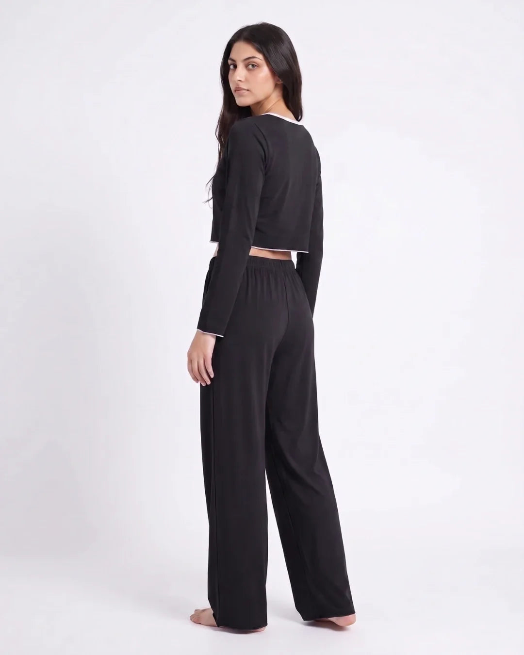 Sajiero Cotton PJ Set Velour Black