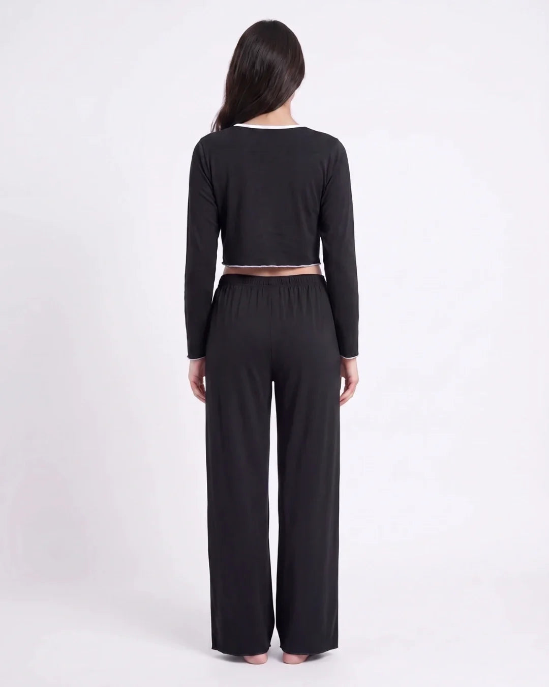 Sajiero Cotton PJ Set Velour Black