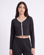 Sajiero Cotton PJ Set Velour Black