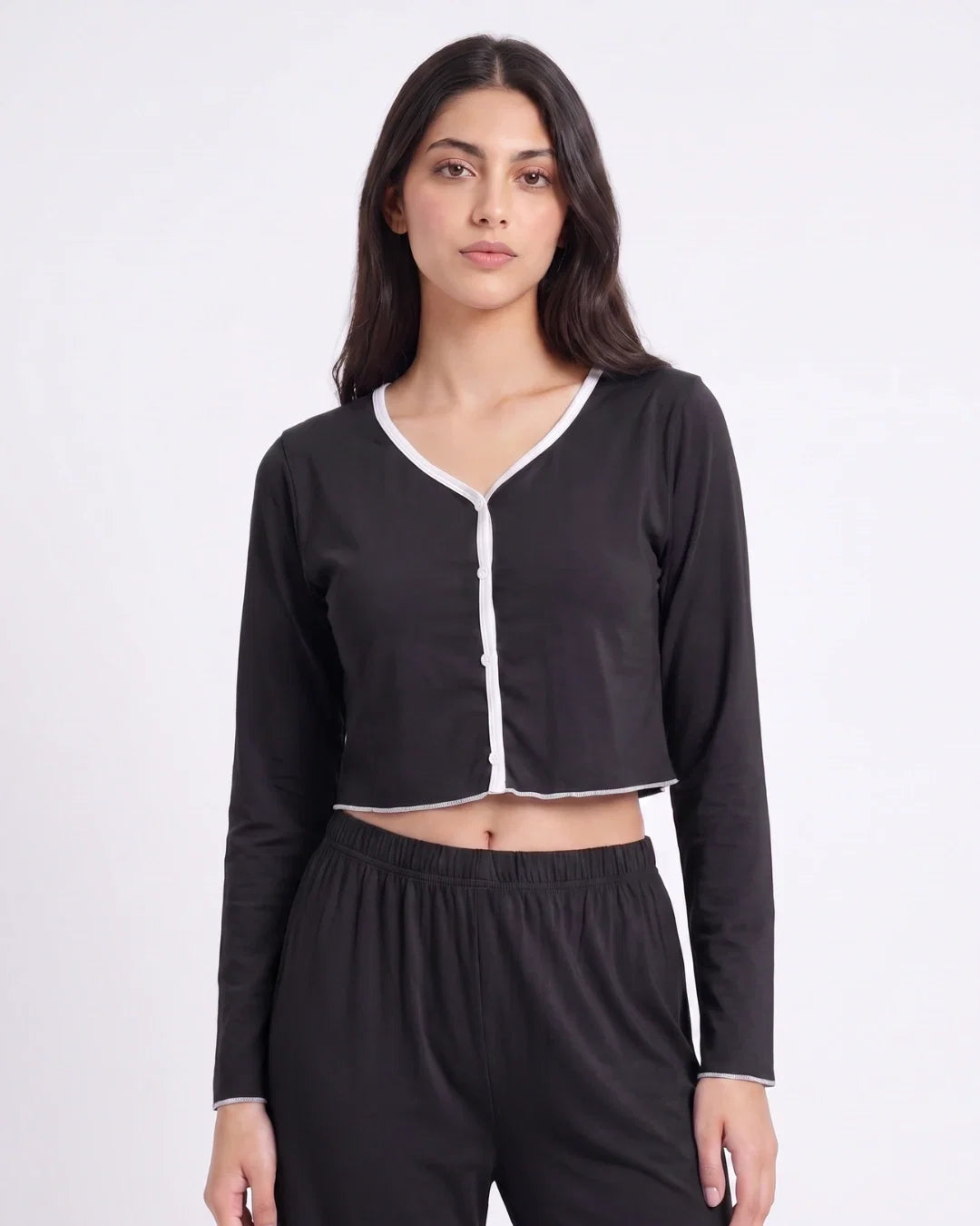 Sajiero Cotton PJ Set Velour Black