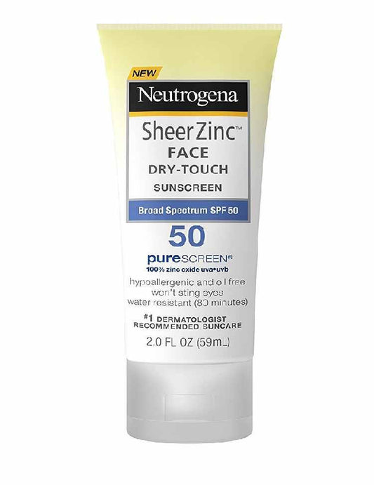 Neutrogena Sheer Zinc Face Dry Touch Sunscreen Broad Spectrum SPF50 59ml - TheSkinFit