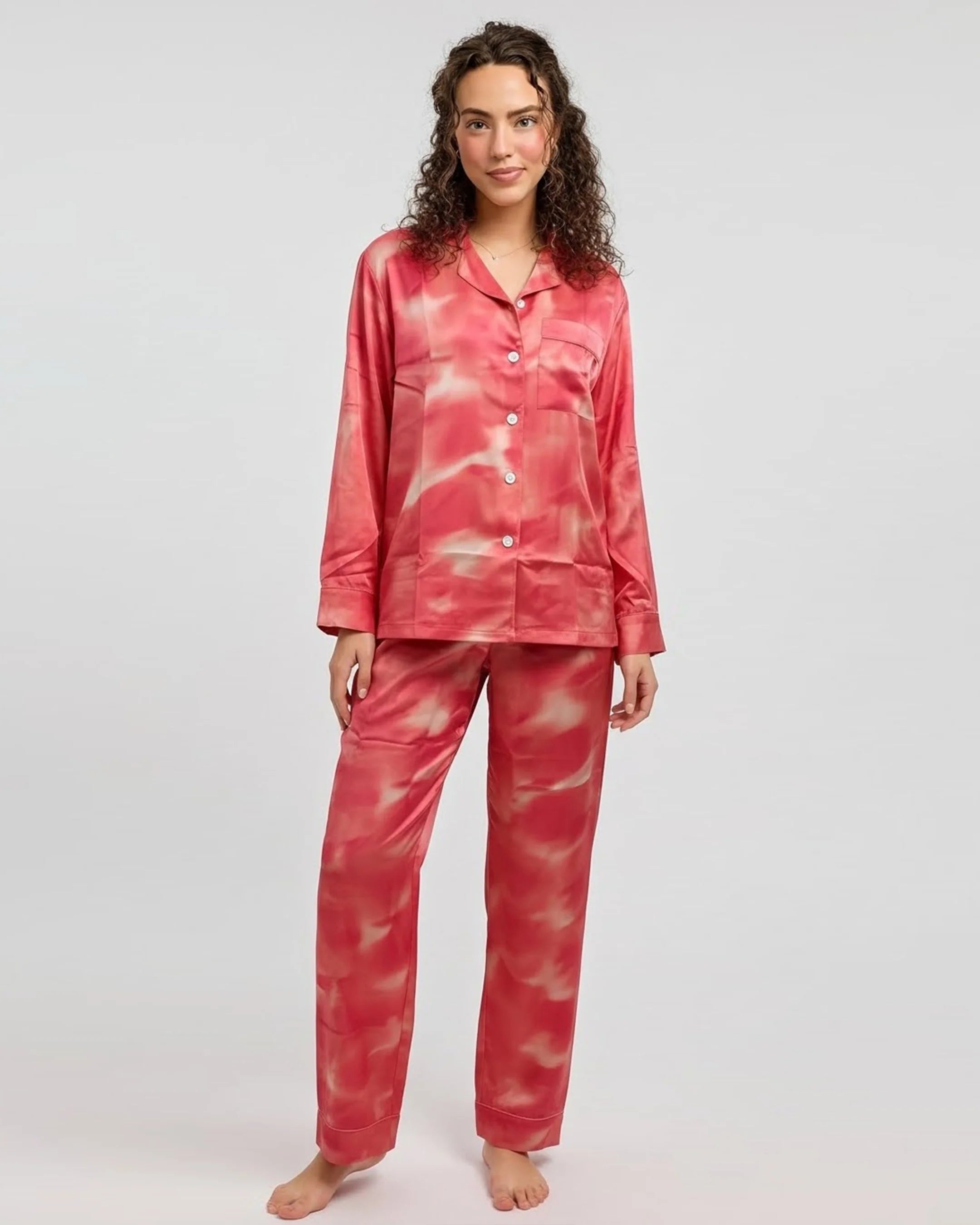 Sajiero Linen Pajama Suit Rose Dusk