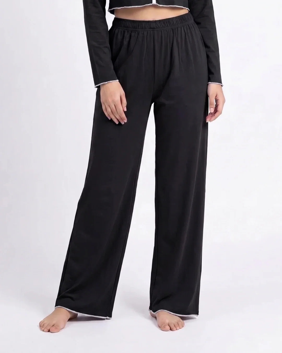Sajiero Cotton PJ Set Velour Black