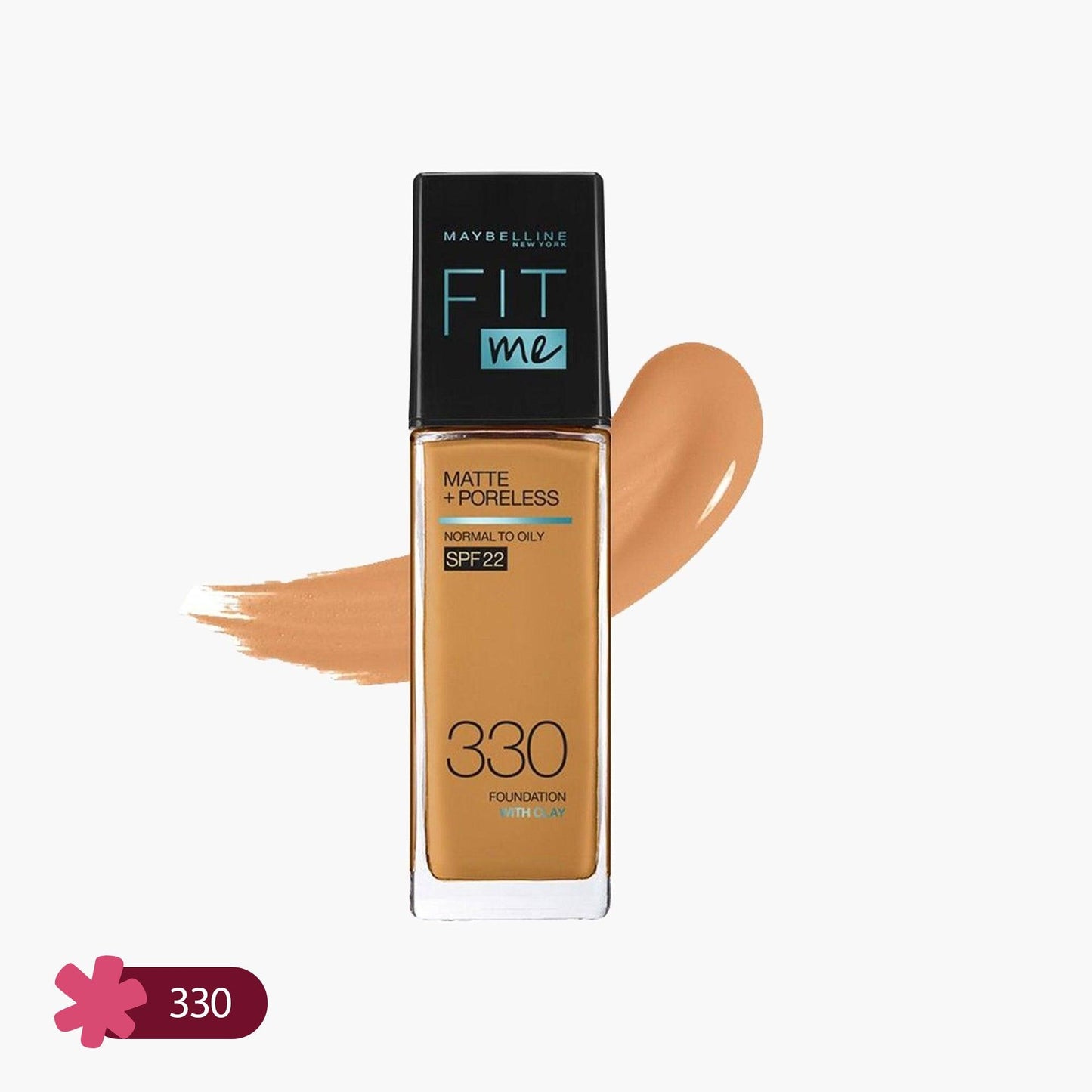 Maybelline Fit Me Matte+Poreless Liquid Foundation With Clay Normal to Oily SPF 22 330 Toffee 30ml