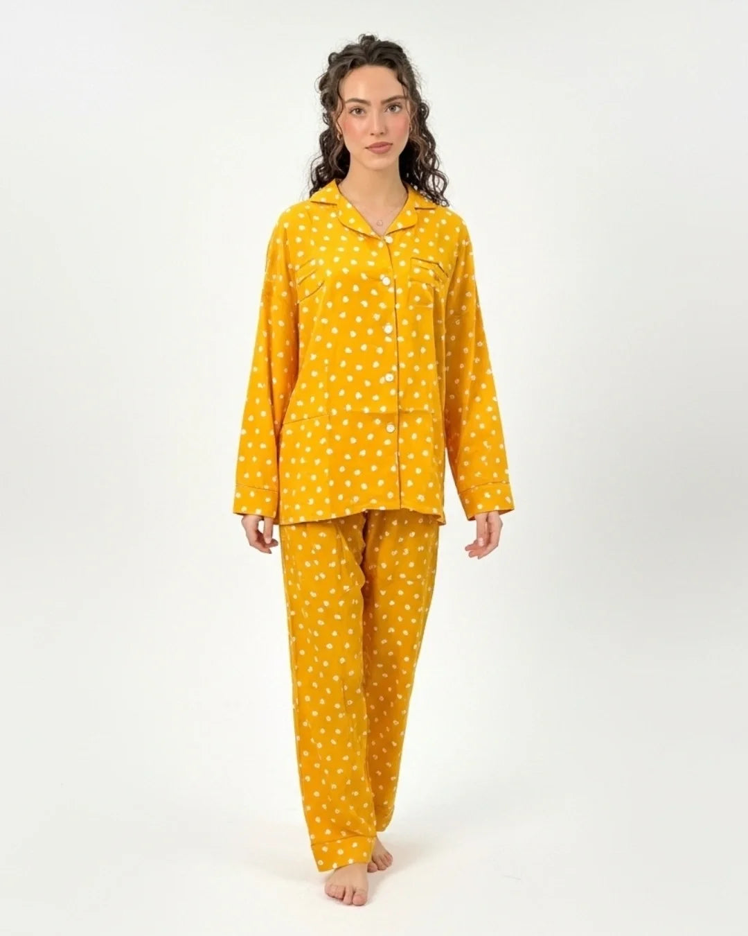Sajiero Linen Pajama Suit Sunleaf Set