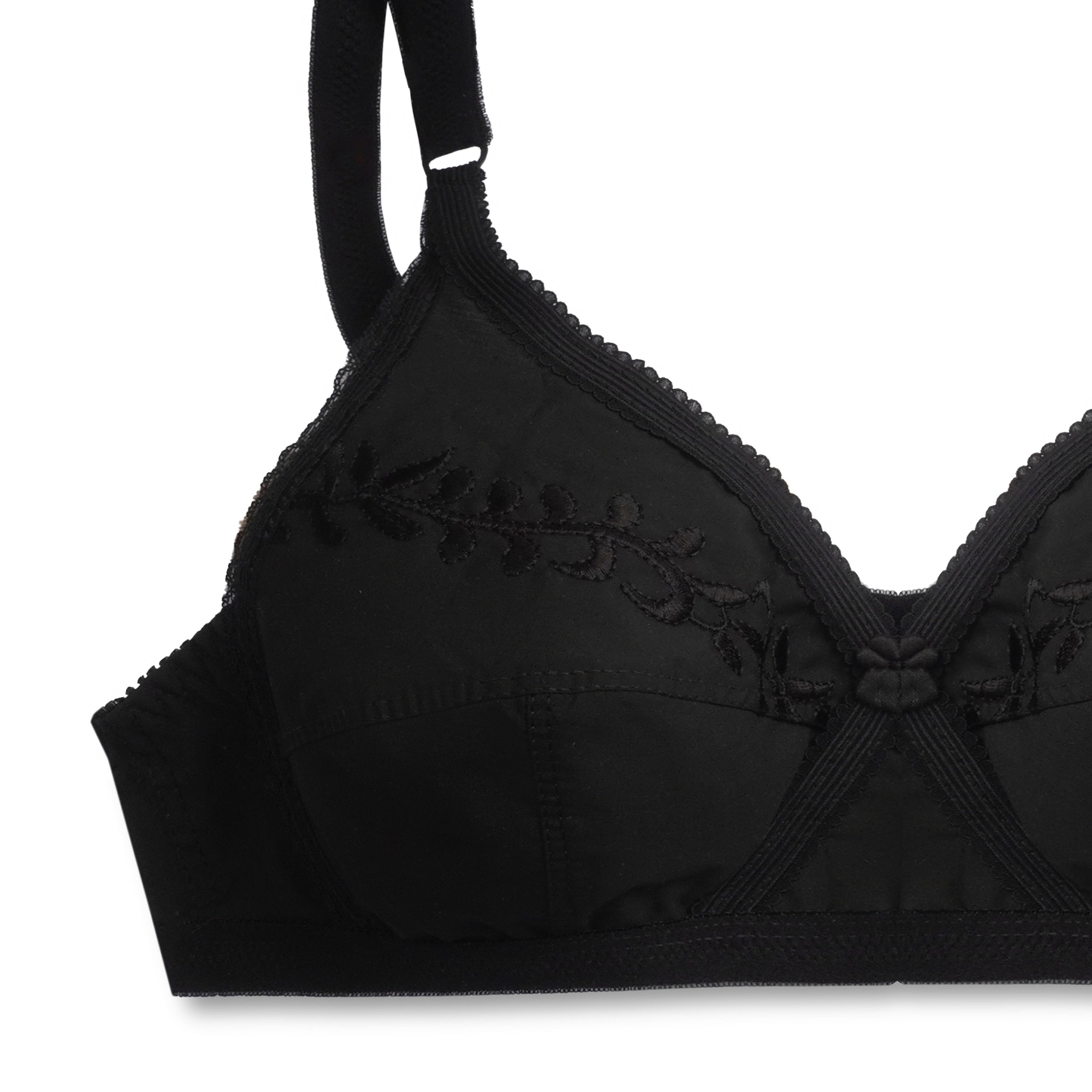 Sajiero Embroidered Weave Non Padded Wireless Bra