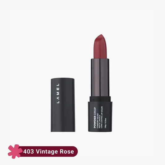 Lamel Powder Drop Comfort Velvet Matte Lipstick 403 Vintage Rose 3.8gm