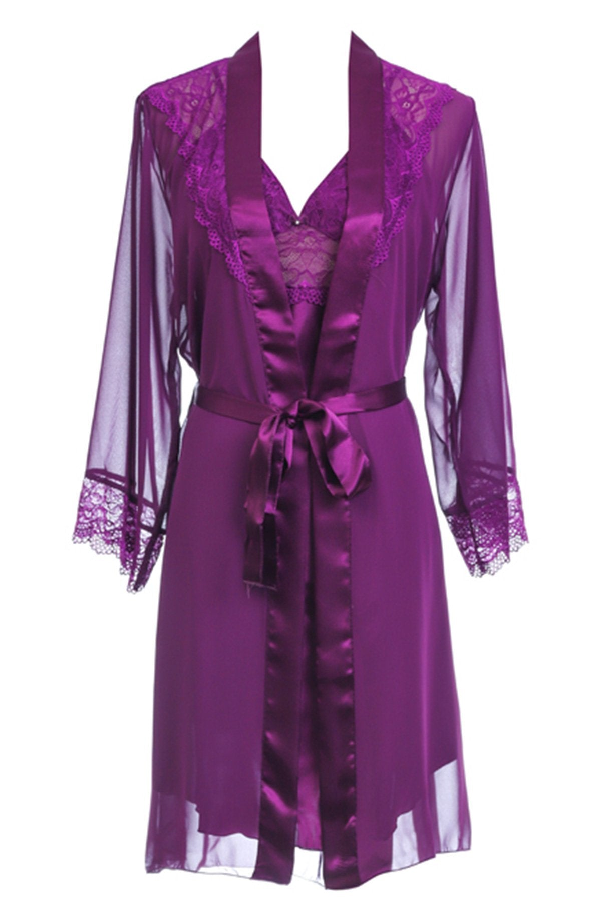 BLS Heloise Silk And Chantilly Nighty Purple XL