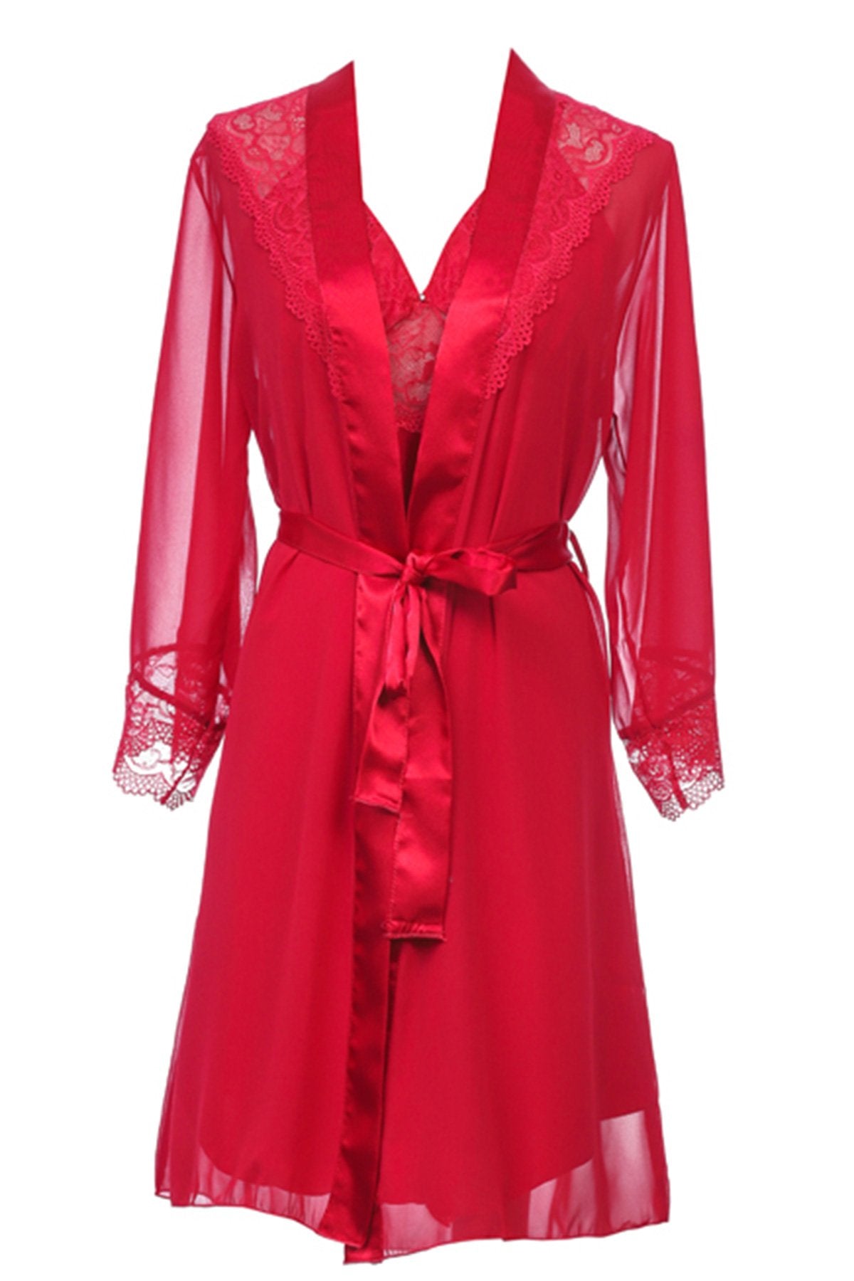 BLS Heloise Silk And Chantilly Nighty Burgundy XL