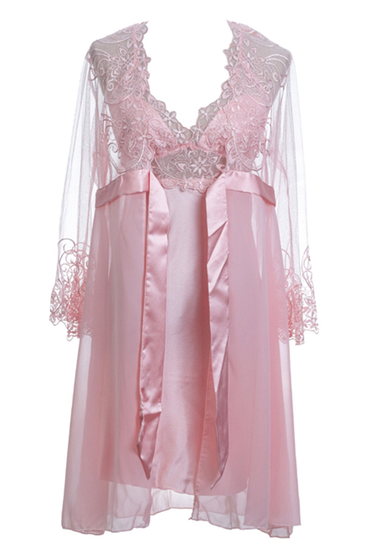 BLS Hanriette Silk And Chantilly Nighty Salmon