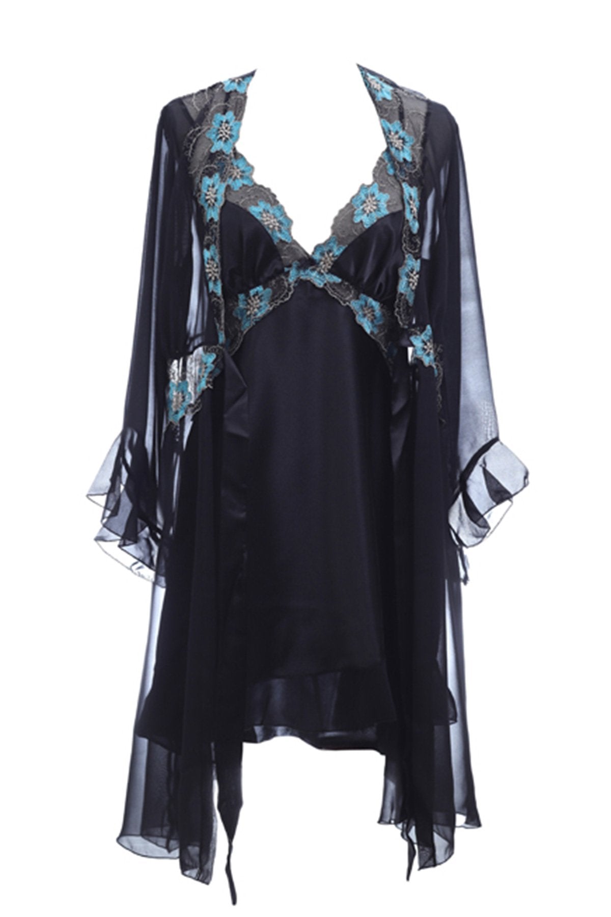 BLS Harriet Silk And Chantilly Nighty Terquoise Large