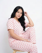 Sajiero Cotton PJ Set Heart Bliss Pink