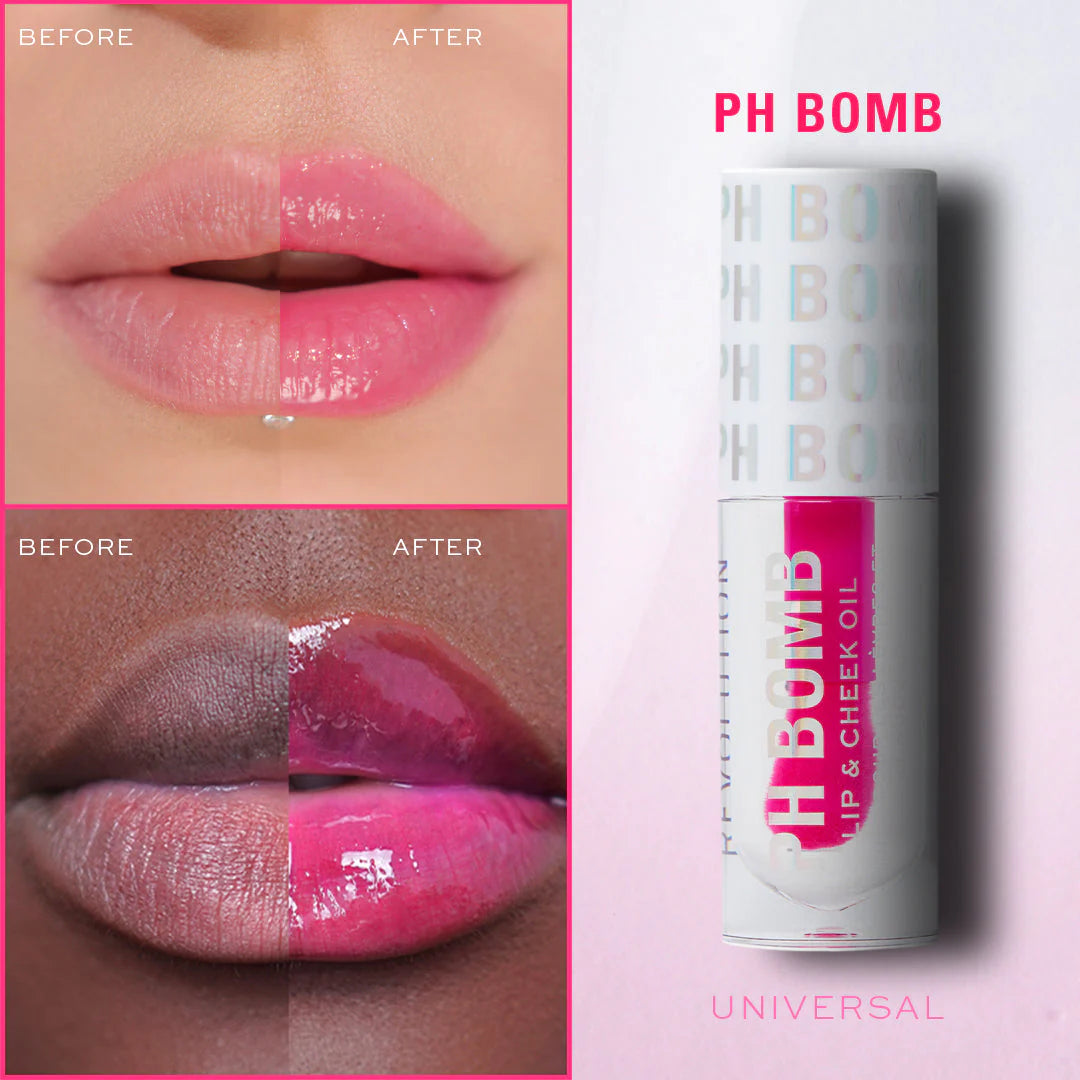 Revolution PH Bomb Lip & Cheek Oil Universal 4.5ml Before | After image