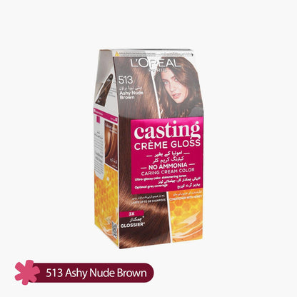 L'Oreal Paris Casting Creme Gloss No Ammonia Caring Cream Color 513 Ashy Nude Brown Box