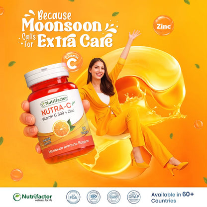 Nutrifactor Nutra-C Plus Vitamin C 500 + Zinc Supplements