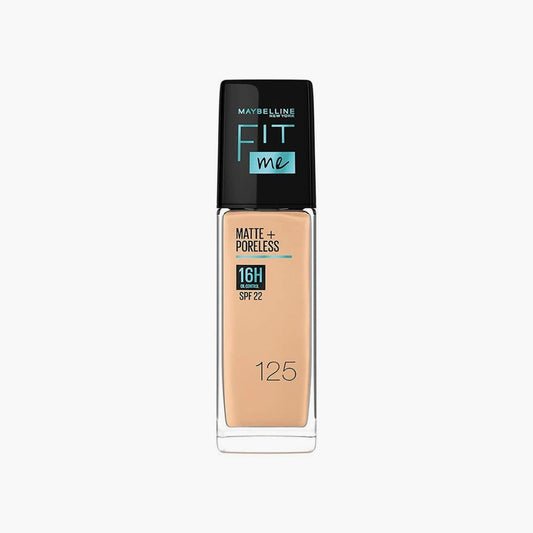 Maybelline New York Fit Me Matte+Poreless 16H Oil Control Liquid Foundation SPF 22 125 Nude Beige 30ml - TheSkinFit