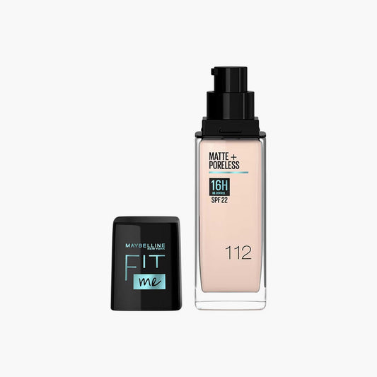 Maybelline New York Fit Me Matte+Poreless 16H Oil Control Liquid Foundation SPF 22 112 Natural Ivory 30ml - TheSkinFit