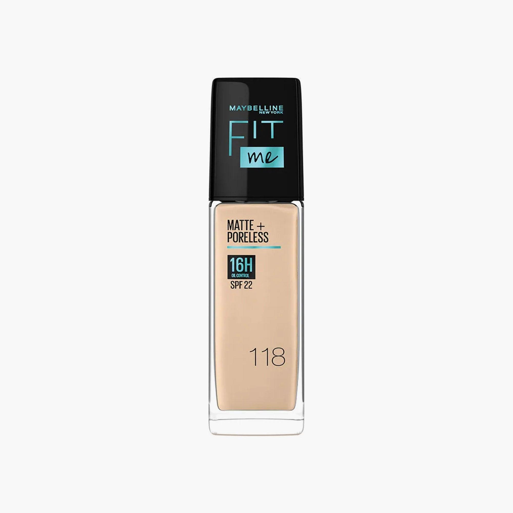 Maybelline New York Fit Me Matte+Poreless 16H Oil Control Liquid Foundation SPF 22 118 Light Beige 30ml - TheSkinFit