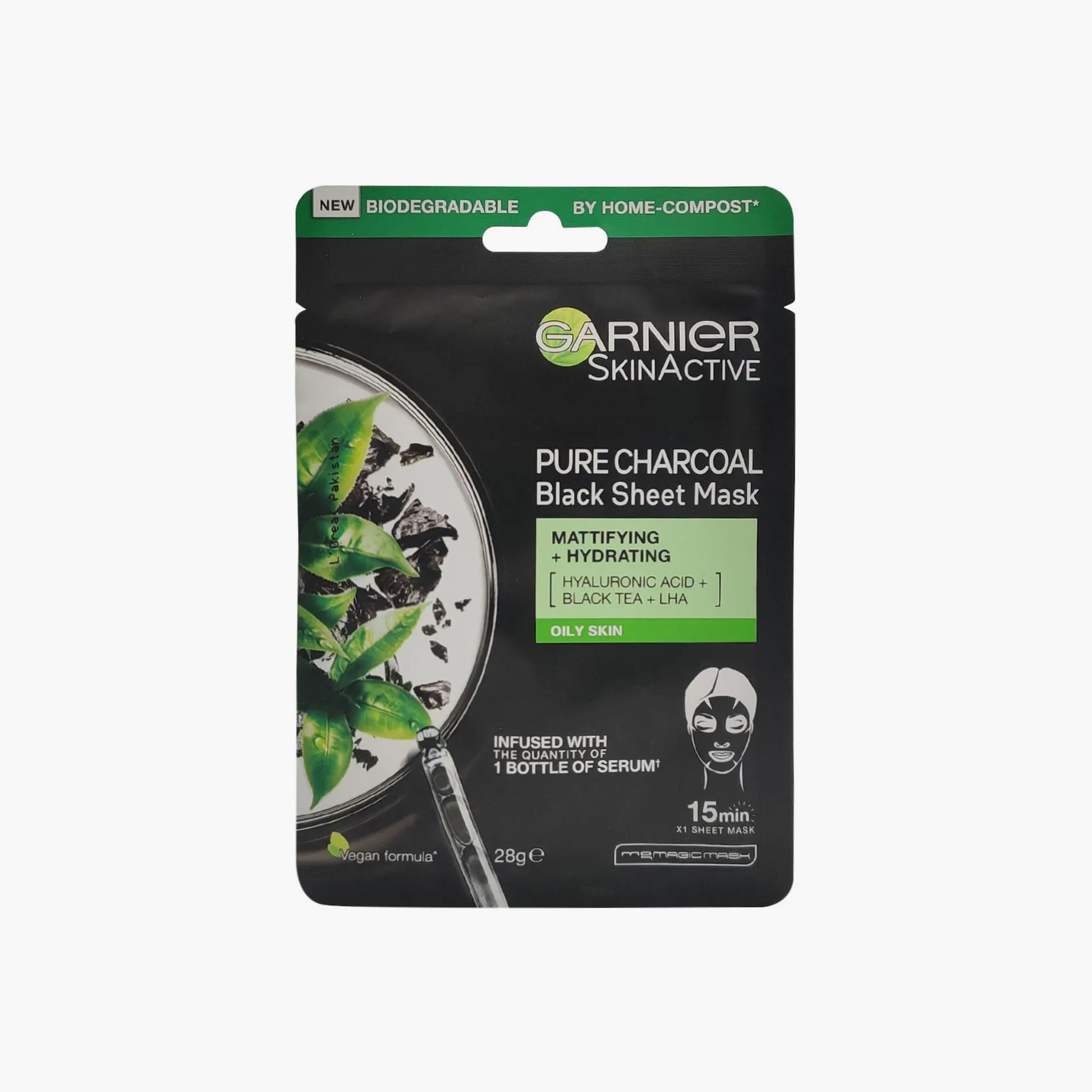 Garnier SkinActive Pure Charcoal Black Sheet Mask Mattifying + Hydrating Oily Skin