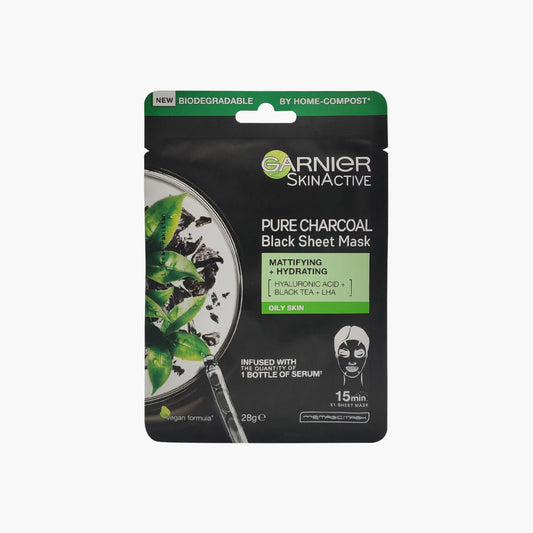 Garnier SkinActive Pure Charcoal Black Sheet Mask Mattifying + Hydrating Oily Skin