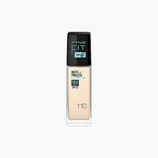 Maybelline New York Fit Me Matte+Poreless 16H Oil Control Liquid Foundation SPF 22 110 Porcelain 30ml - TheSkinFit