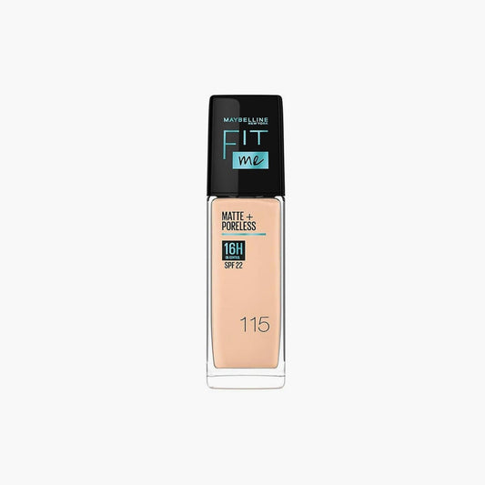 Maybelline New York Fit Me Matte+Poreless 16H Oil Control Liquid Foundation SPF 22 115 Ivory 30ml - TheSkinFit
