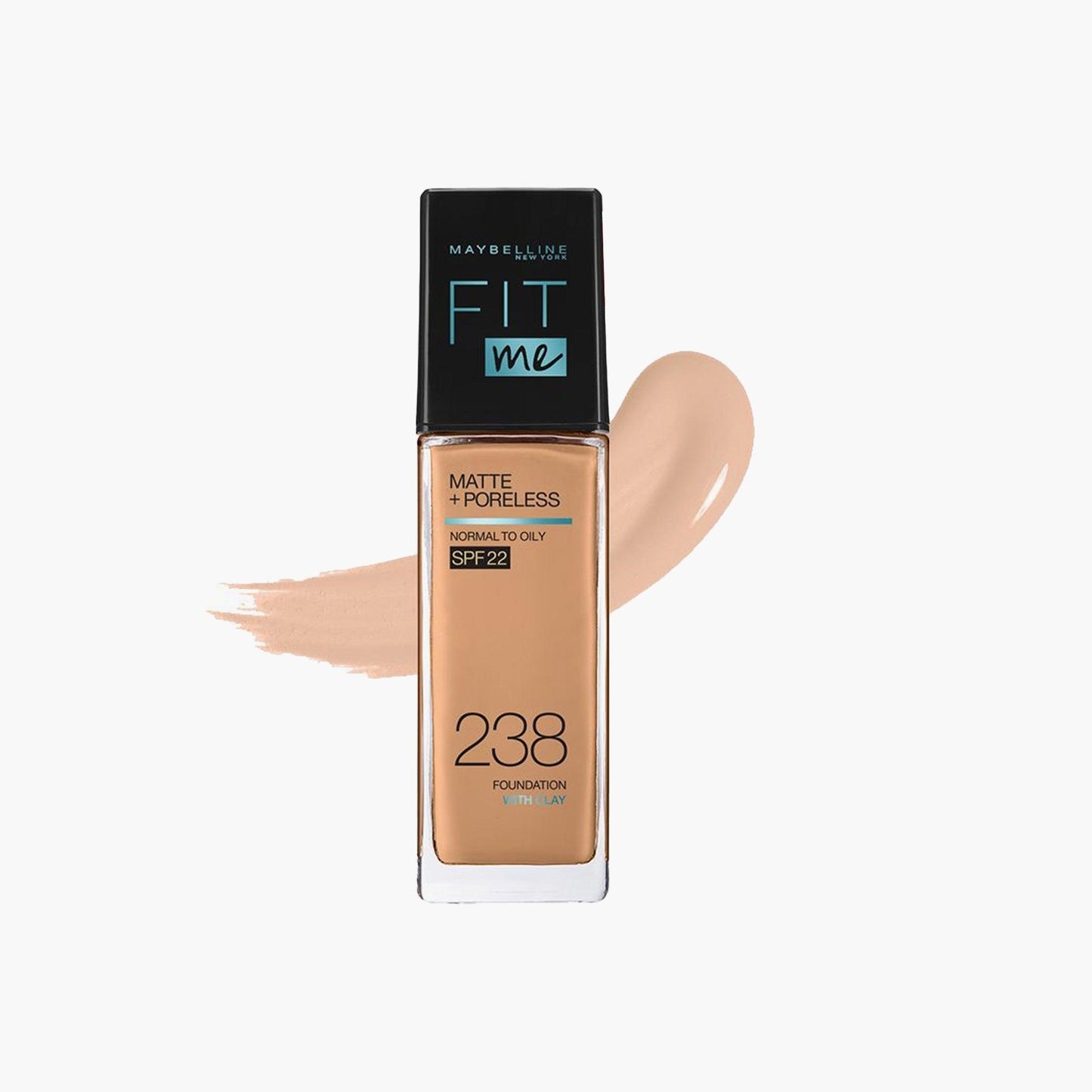 Maybelline New York Fit Me Matte+Poreless Liquid Foundation With Clay Normal to Oily SPF 22 238 Rich Tan 30ml - TheSkinFit
