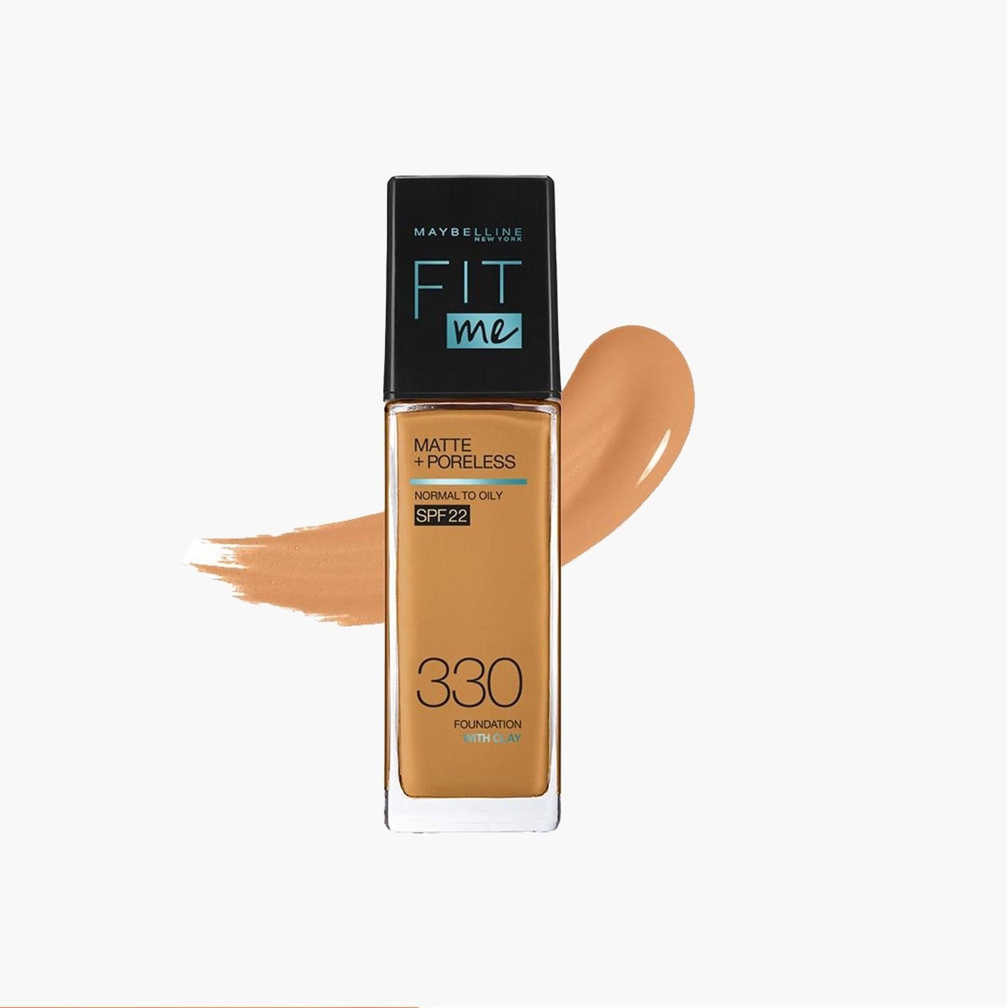 Maybelline New York Fit Me Matte+Poreless Liquid Foundation With Clay Normal to Oily SPF 22 330 Toffee 30ml - TheSkinFit