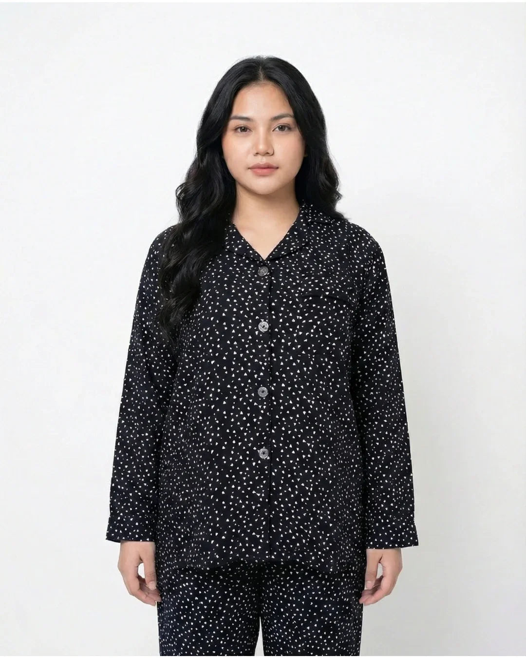 Sajiero Linen Pajama Suit Blushy Heart White
