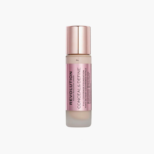 Revolution Conceal & Define Full Coverage Liquid Foundation F4 23ml - TheSkinFit