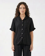 Sajiero Half Sleeves PJ Set Linen Comfort Black